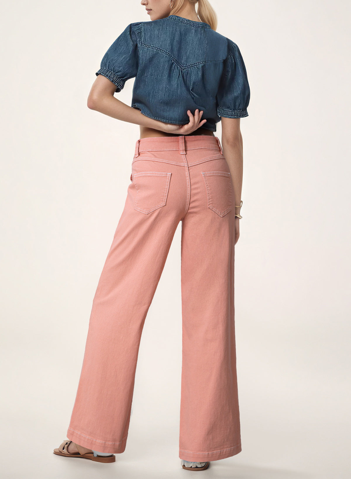 Dokotoo Women's Pants High Waisted Jeans Stretch Colorblock Denim Pants