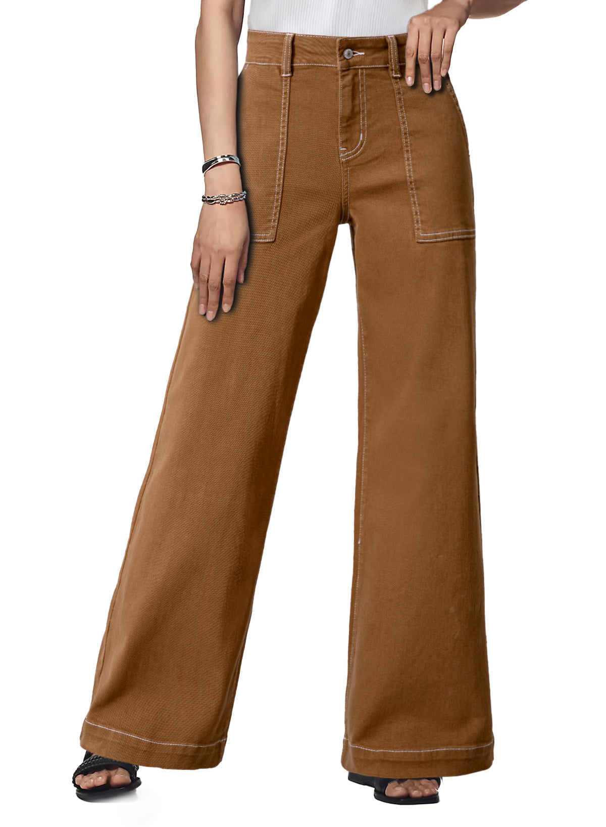 Dokotoo Women's Pants High Waisted Jeans Stretch Colorblock Denim Pants