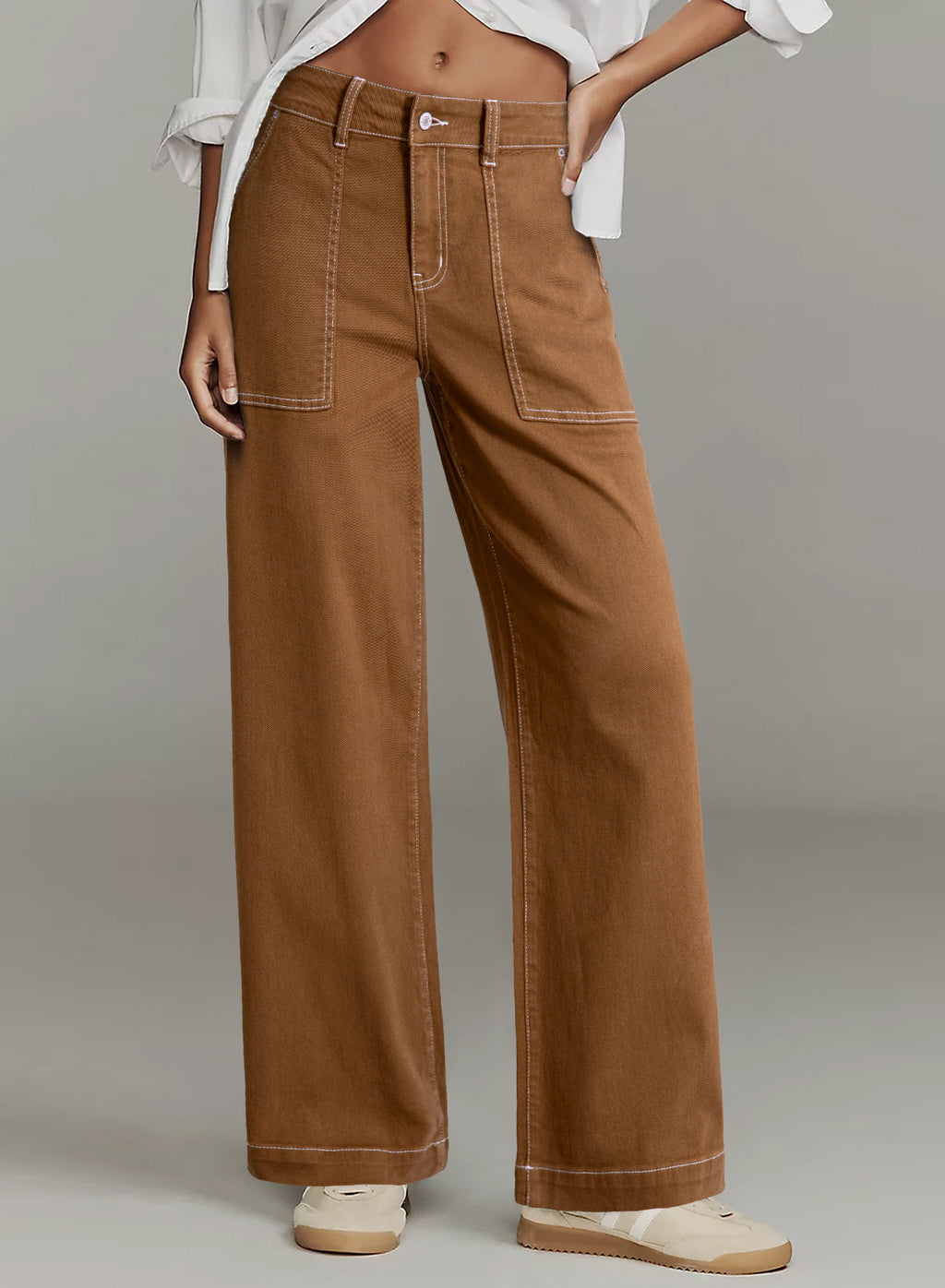 Dokotoo Women's Pants High Waisted Jeans Stretch Colorblock Denim Pants