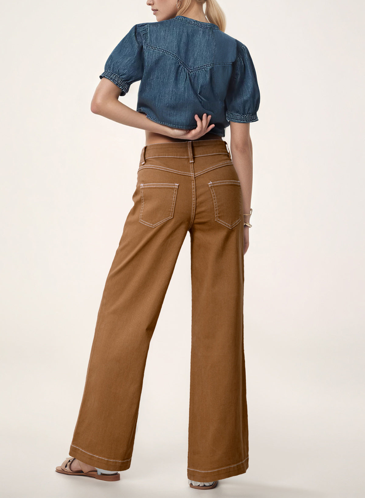 Dokotoo Women's Pants High Waisted Jeans Stretch Colorblock Denim Pants