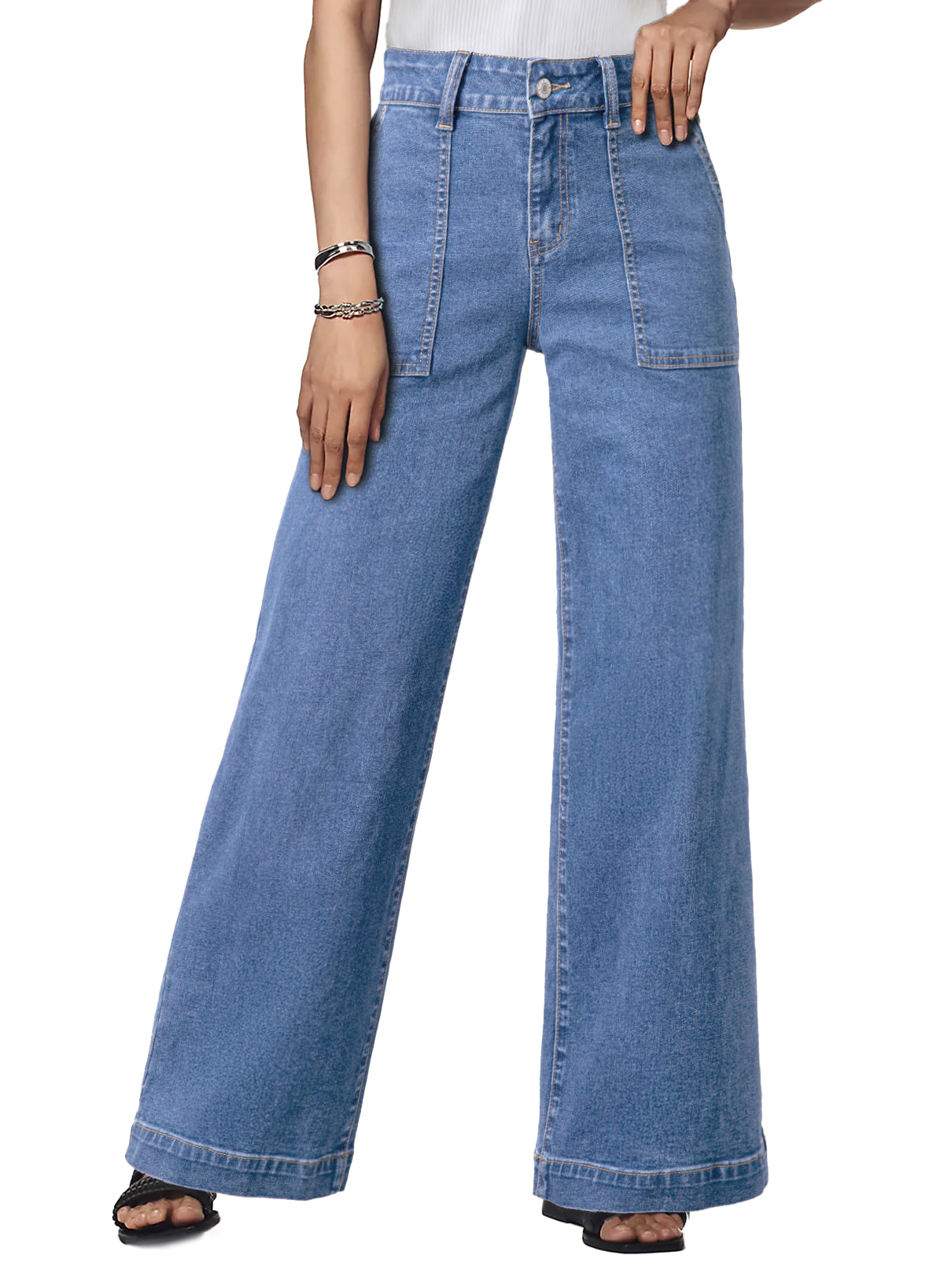 Dokotoo Women's Pants High Waisted Jeans Stretch Colorblock Denim Pants