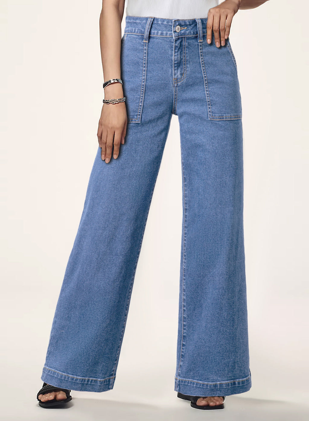 Dokotoo Women's Pants High Waisted Jeans Stretch Colorblock Denim Pants