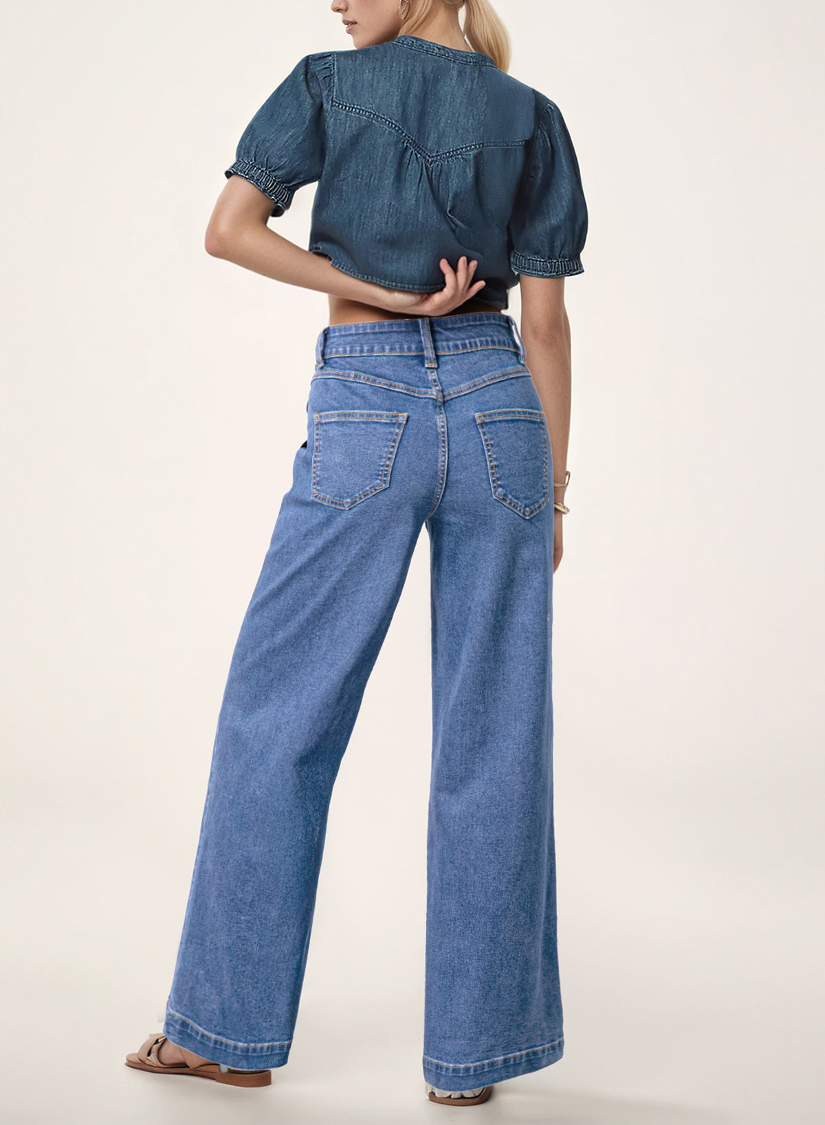 Dokotoo Women's Pants High Waisted Jeans Stretch Colorblock Denim Pants