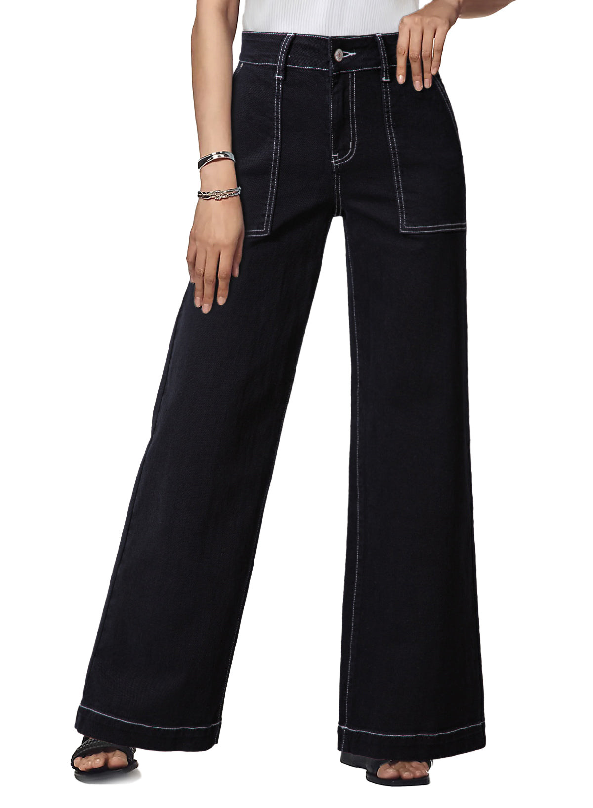 Dokotoo Women's Pants High Waisted Jeans Stretch Colorblock Denim Pants