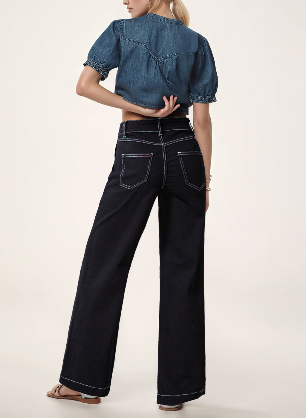 Dokotoo Women's Pants High Waisted Jeans Stretch Colorblock Denim Pants