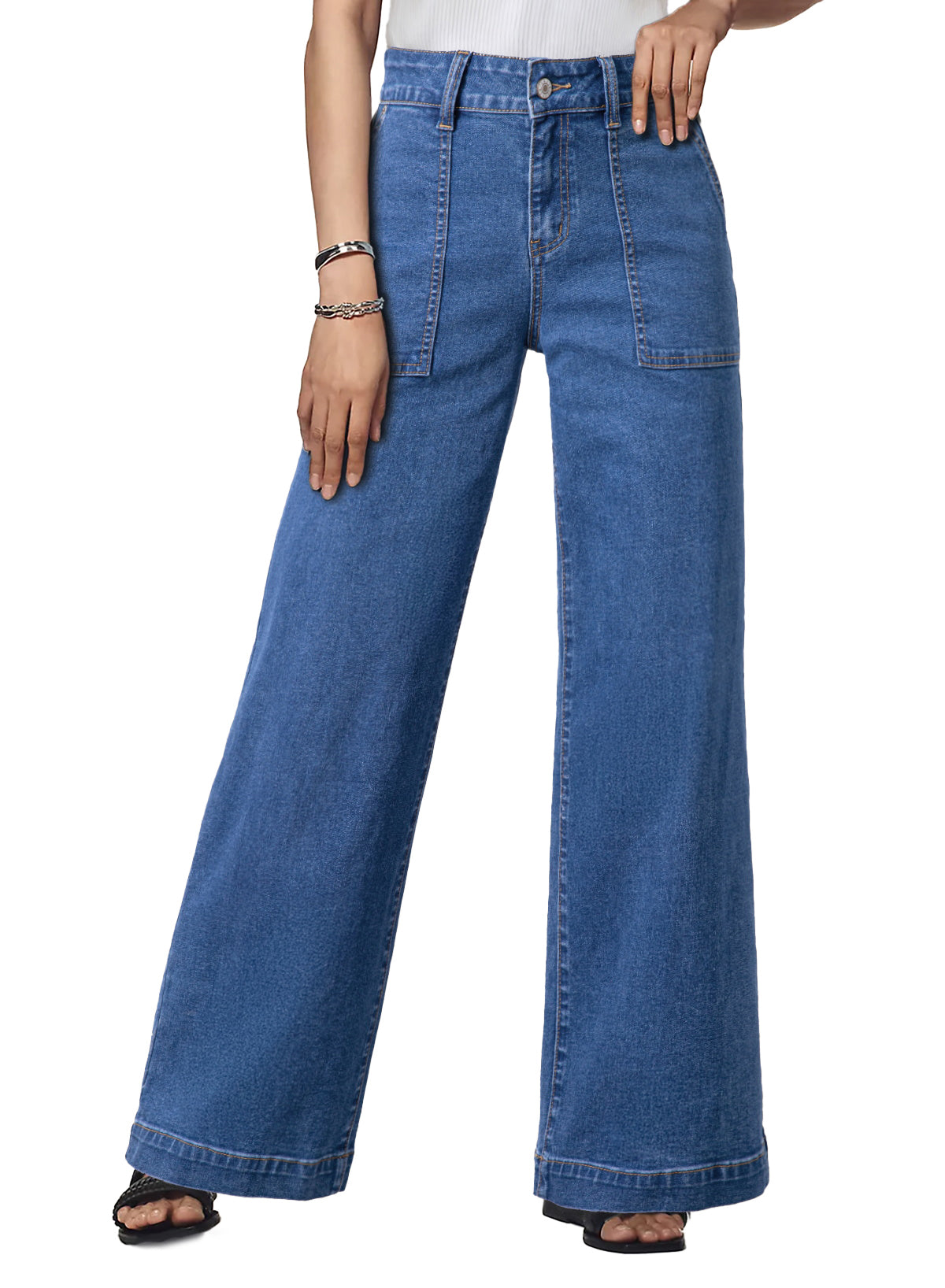 Dokotoo Women's Pants High Waisted Jeans Stretch Colorblock Denim Pants