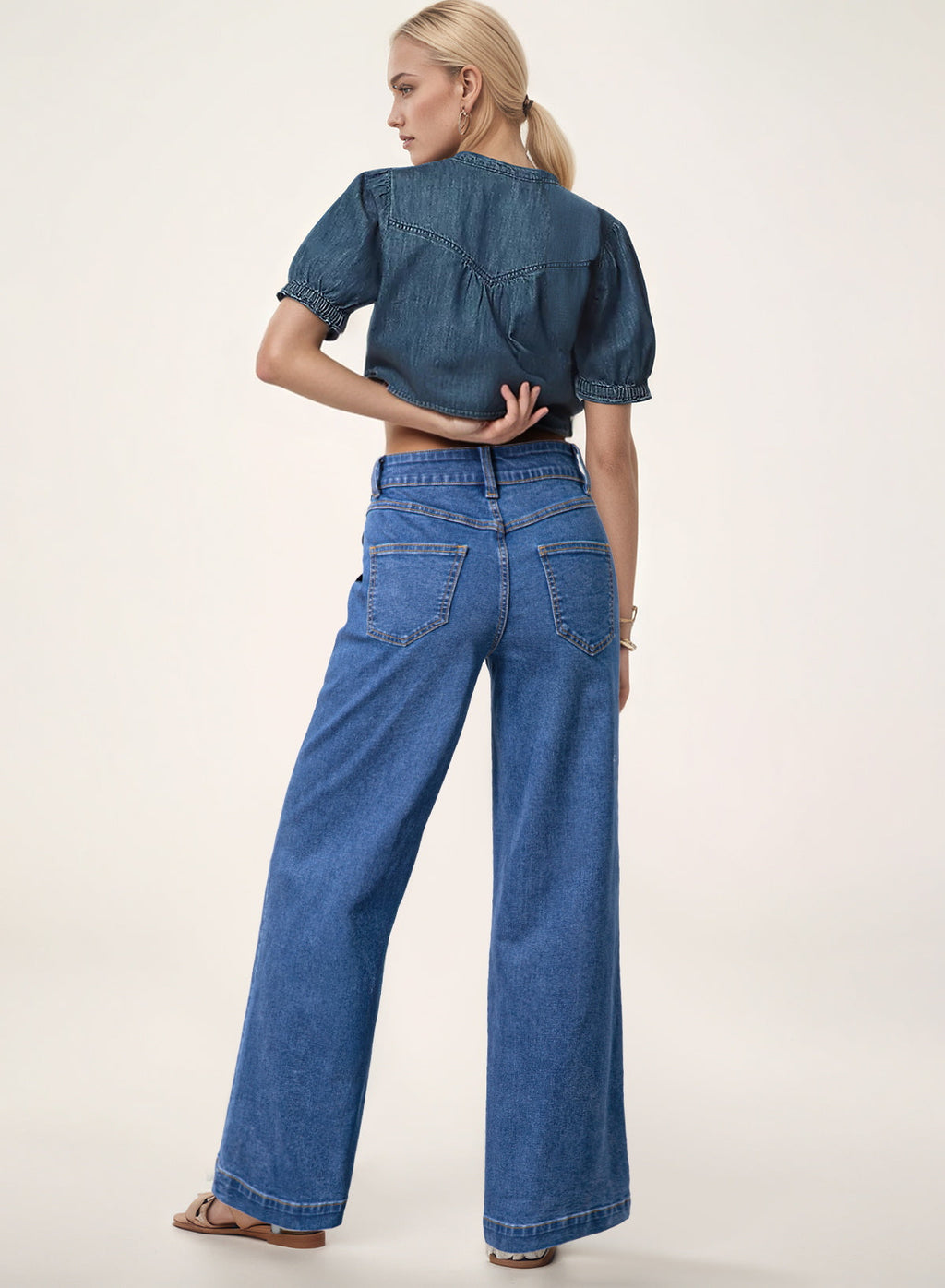 Dokotoo Women's Pants High Waisted Jeans Stretch Colorblock Denim Pants