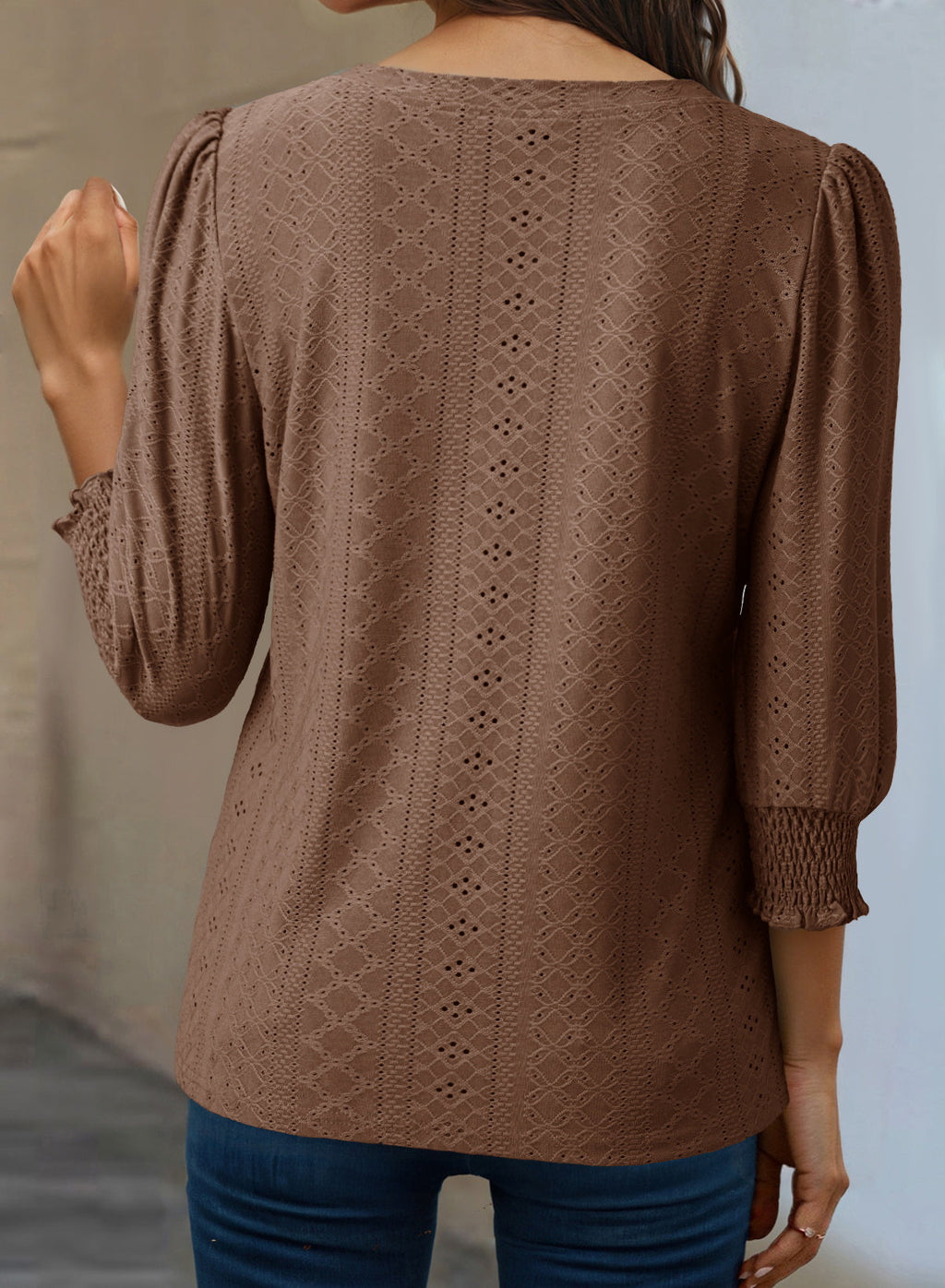 Dokotoo Womens Hollow Out Blouses 3/4 Sleeve Business Tops T-Shirts 2026