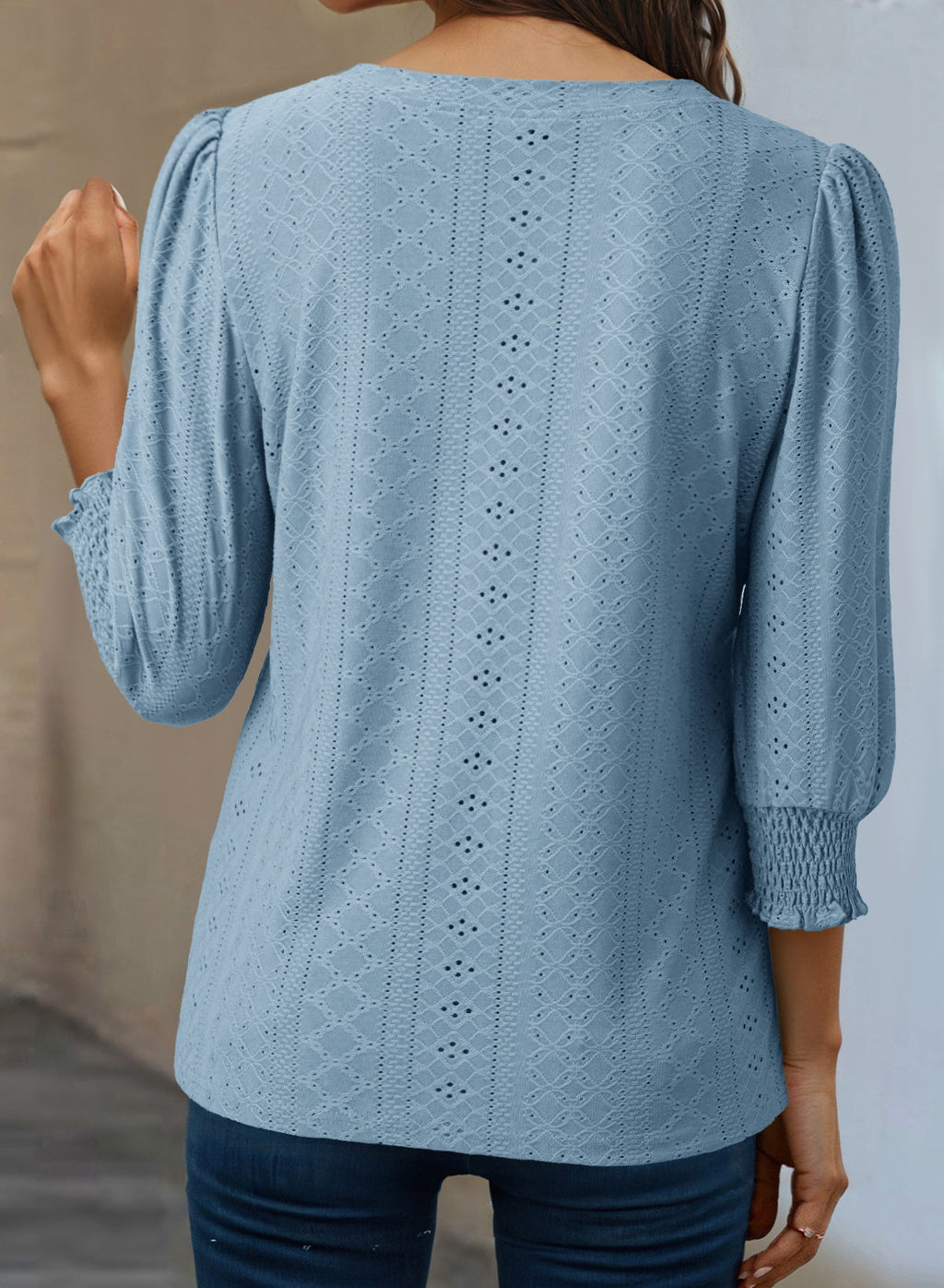 Dokotoo Womens Hollow Out Blouses 3/4 Sleeve Business Tops T-Shirts 2026