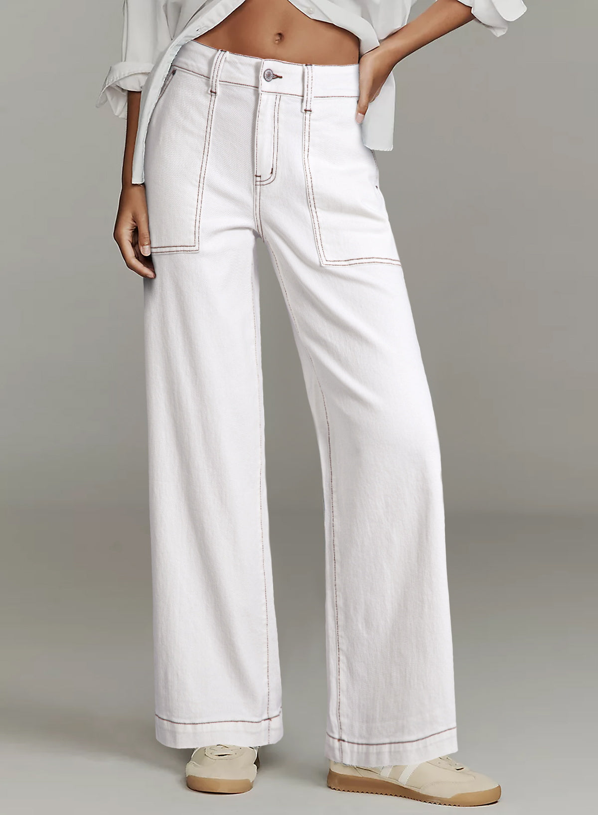 Dokotoo Women's Pants High Waisted Jeans Stretch Colorblock Denim Pants