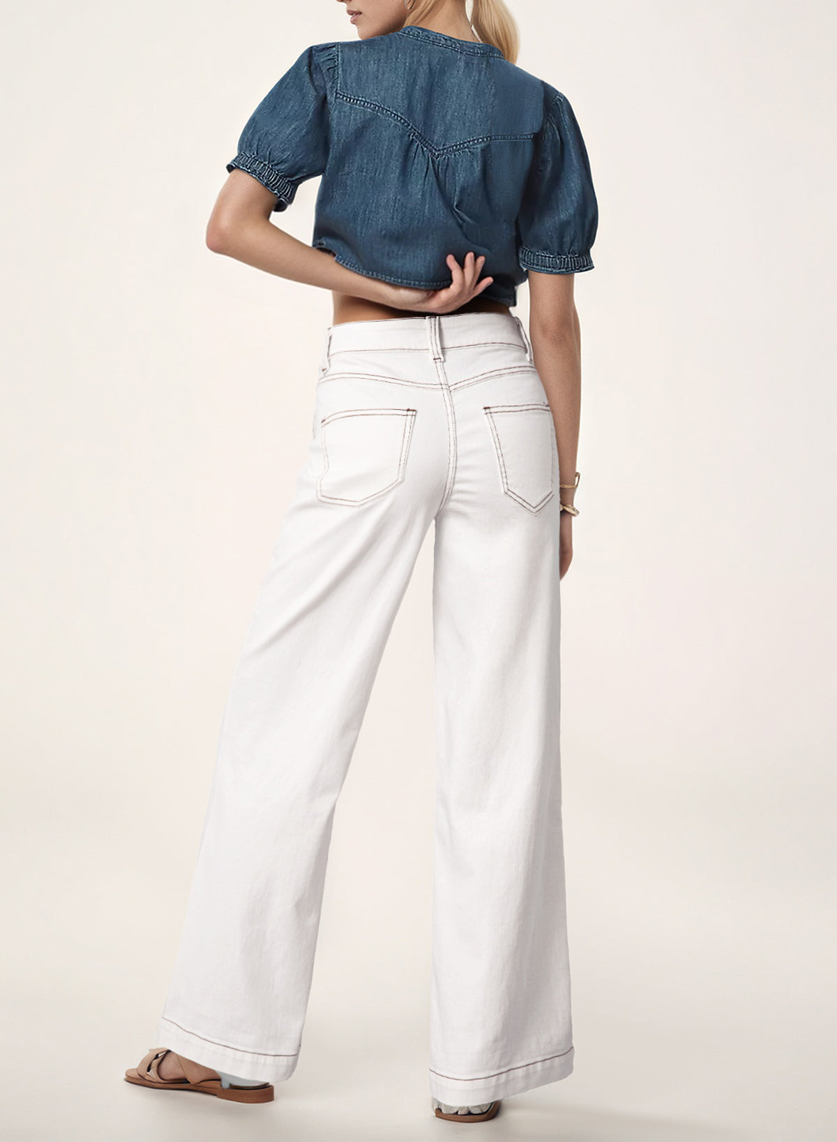 Dokotoo Women's Pants High Waisted Jeans Stretch Colorblock Denim Pants