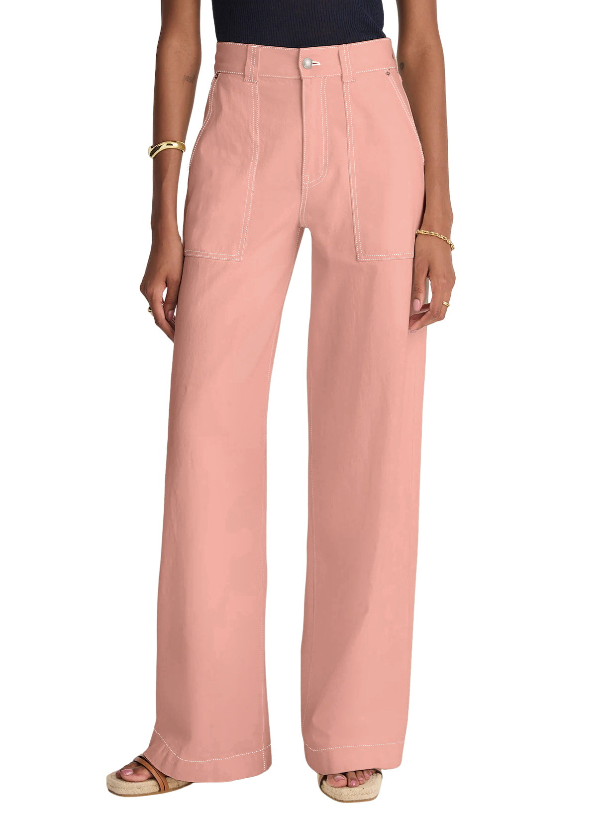Dokotoo Women's Pants High Waisted Jeans Stretch Colorblock Denim Pants