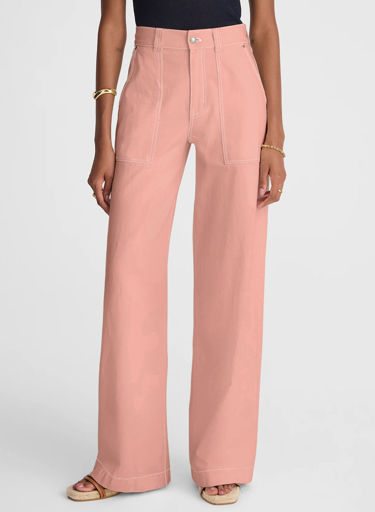 Dokotoo Women's Pants High Waisted Jeans Stretch Colorblock Denim Pants