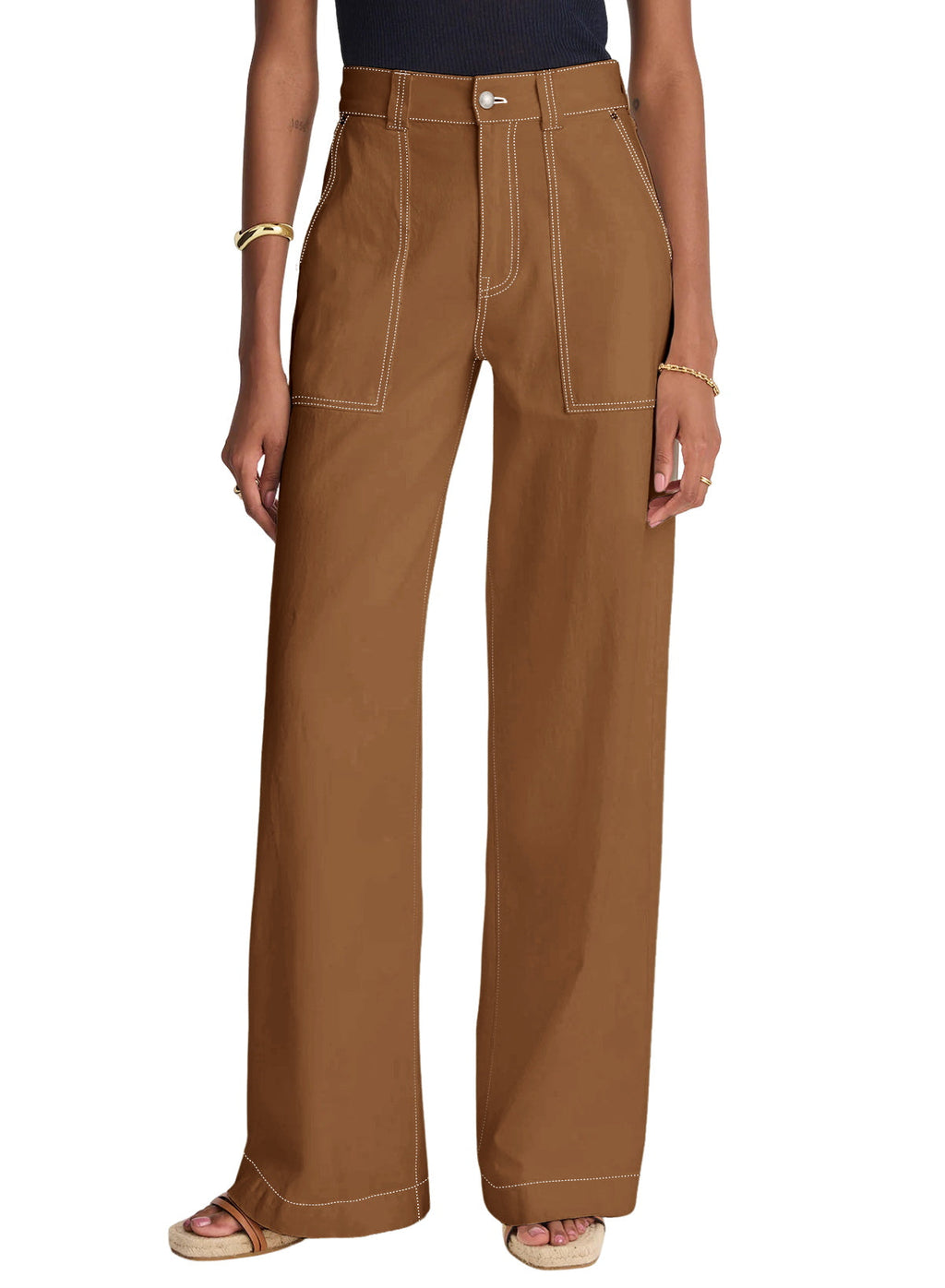 Dokotoo Women's Pants High Waisted Jeans Stretch Colorblock Denim Pants