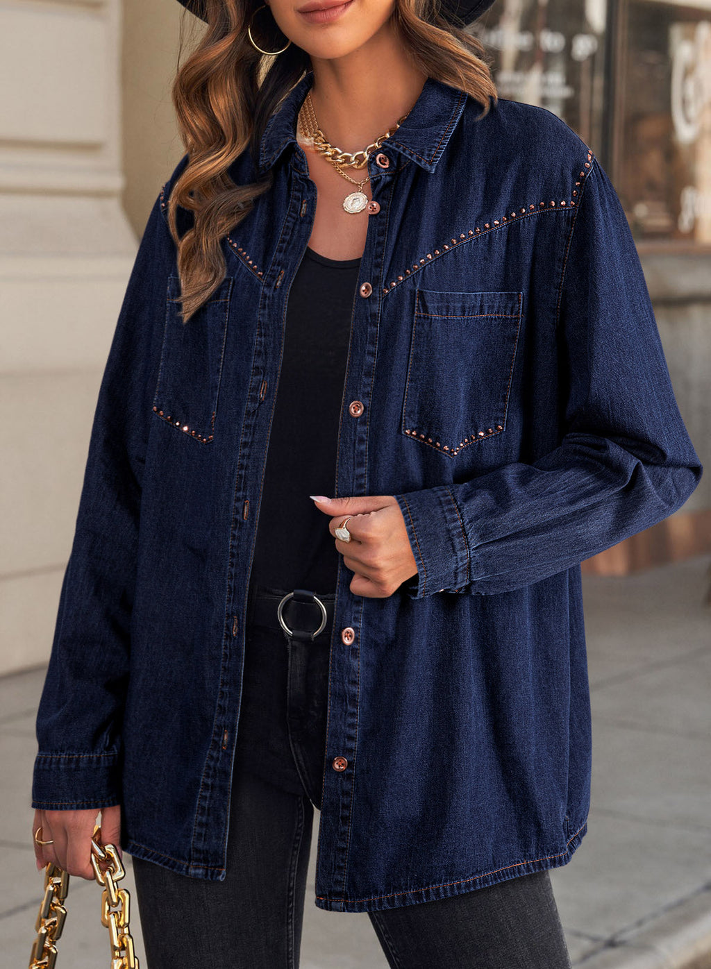 Denim jacket with diamonds