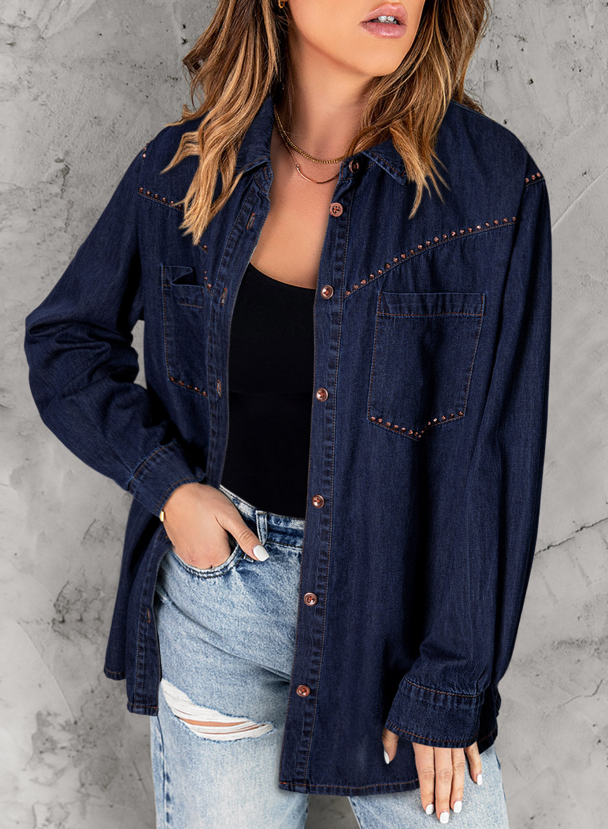 Denim jacket with diamonds