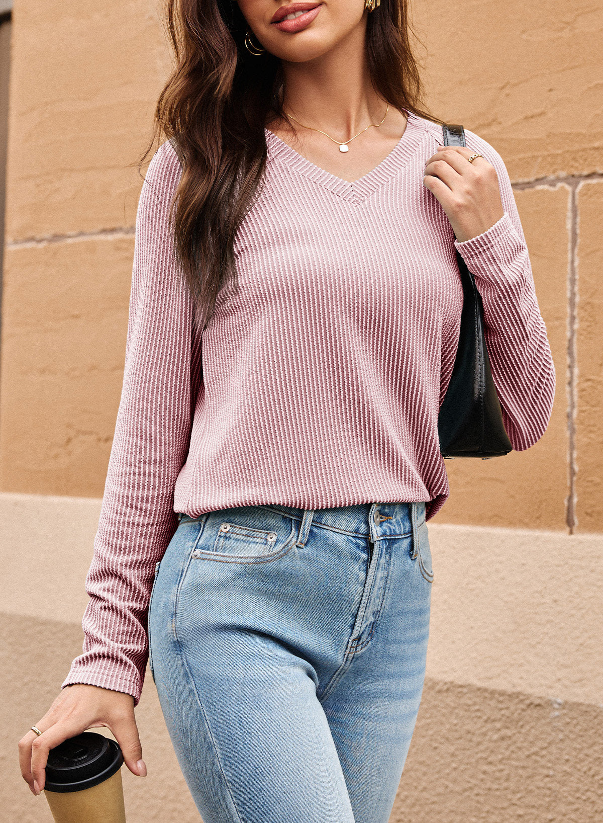 Dokotoo Spring Tops for Women 2026 Long Sleeve Ribbed Knit Teacher Shirts