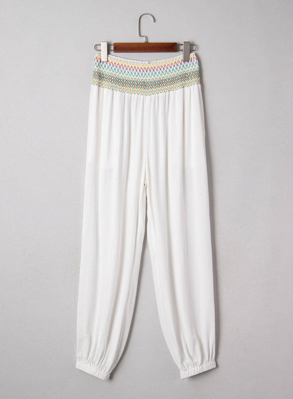 Dokotoo Beach Pants Women Smocked Waist Harem Boho Flowy Pants with Pockets
