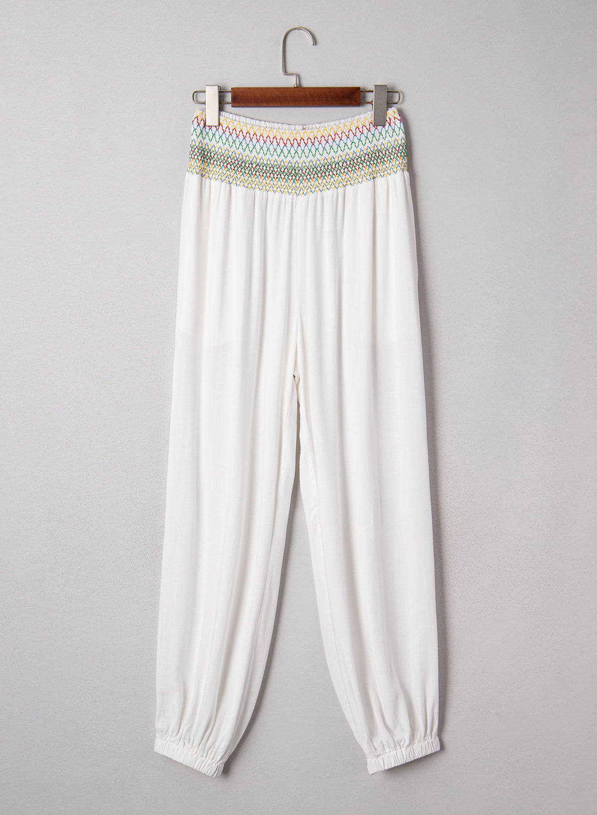 Dokotoo Beach Pants Women Smocked Waist Harem Boho Flowy Pants with Pockets
