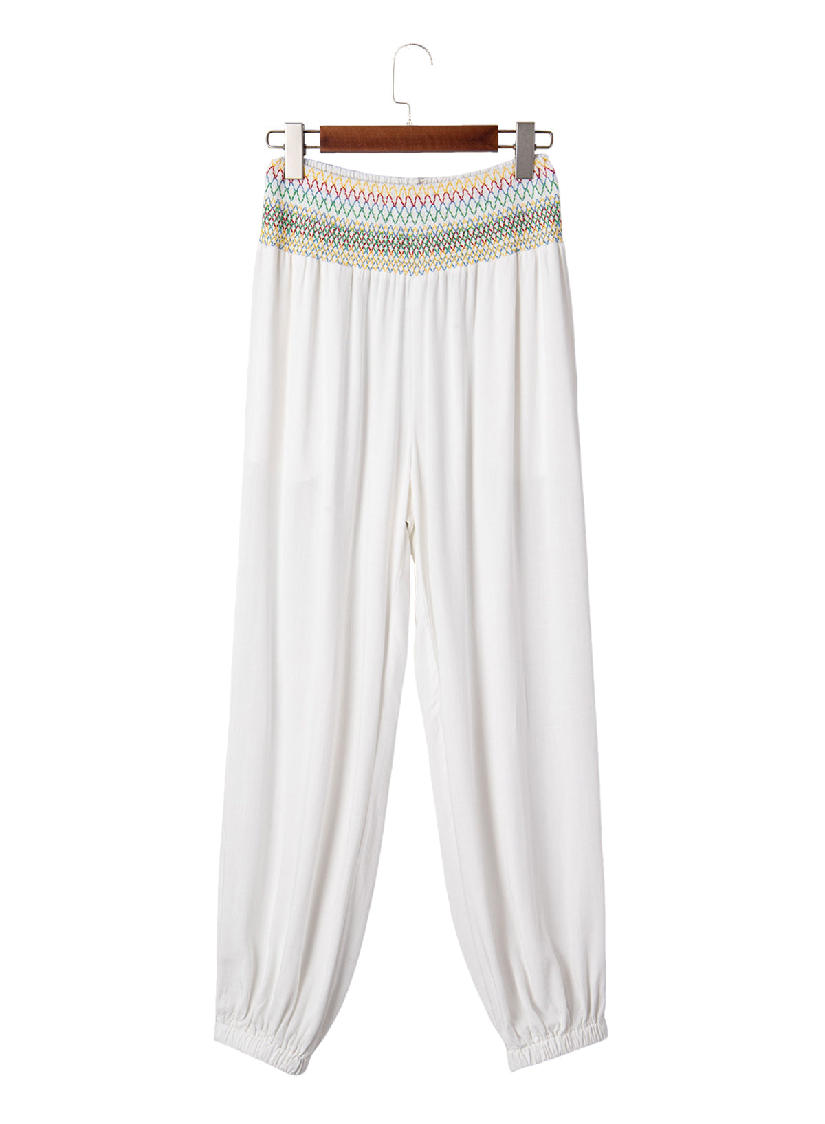 Dokotoo Beach Pants Women Smocked Waist Harem Boho Flowy Pants with Pockets