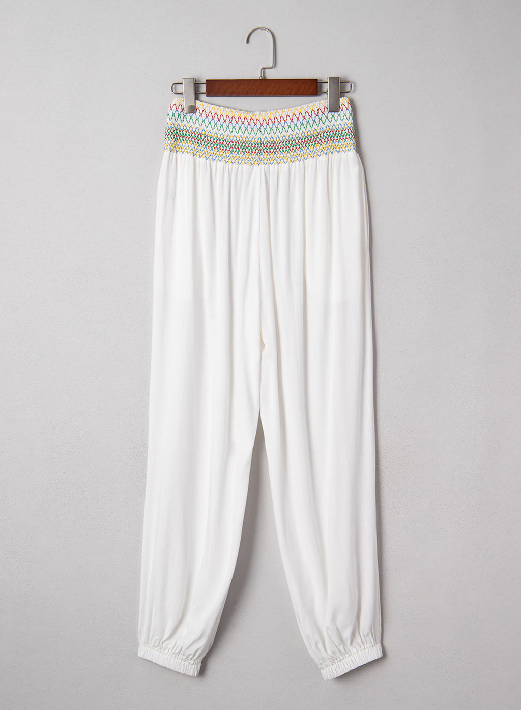 Dokotoo Beach Pants Women Smocked Waist Harem Boho Flowy Pants with Pockets