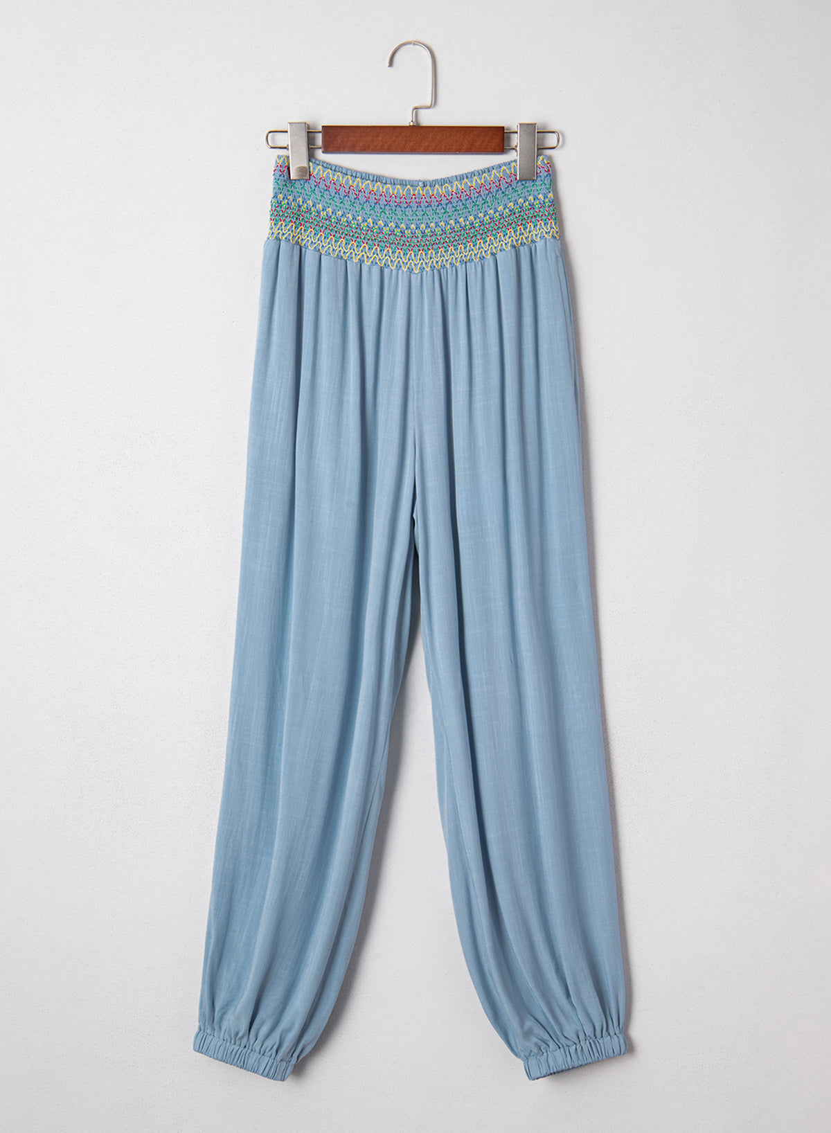 Dokotoo Beach Pants Women Smocked Waist Harem Boho Flowy Pants with Pockets