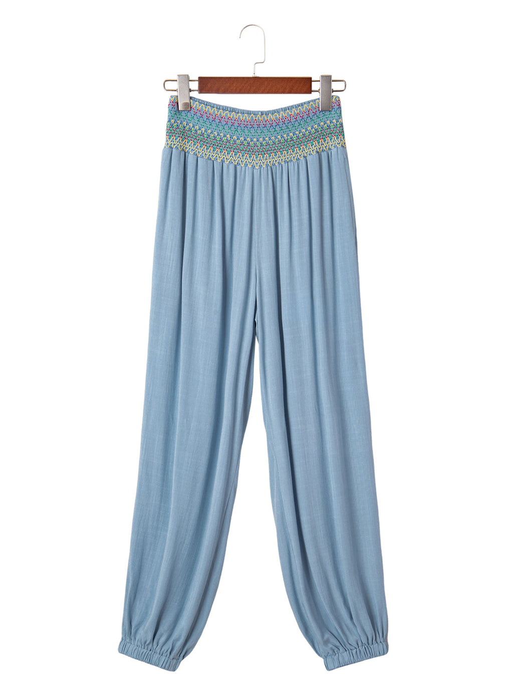 Dokotoo Beach Pants Women Smocked Waist Harem Boho Flowy Pants with Pockets