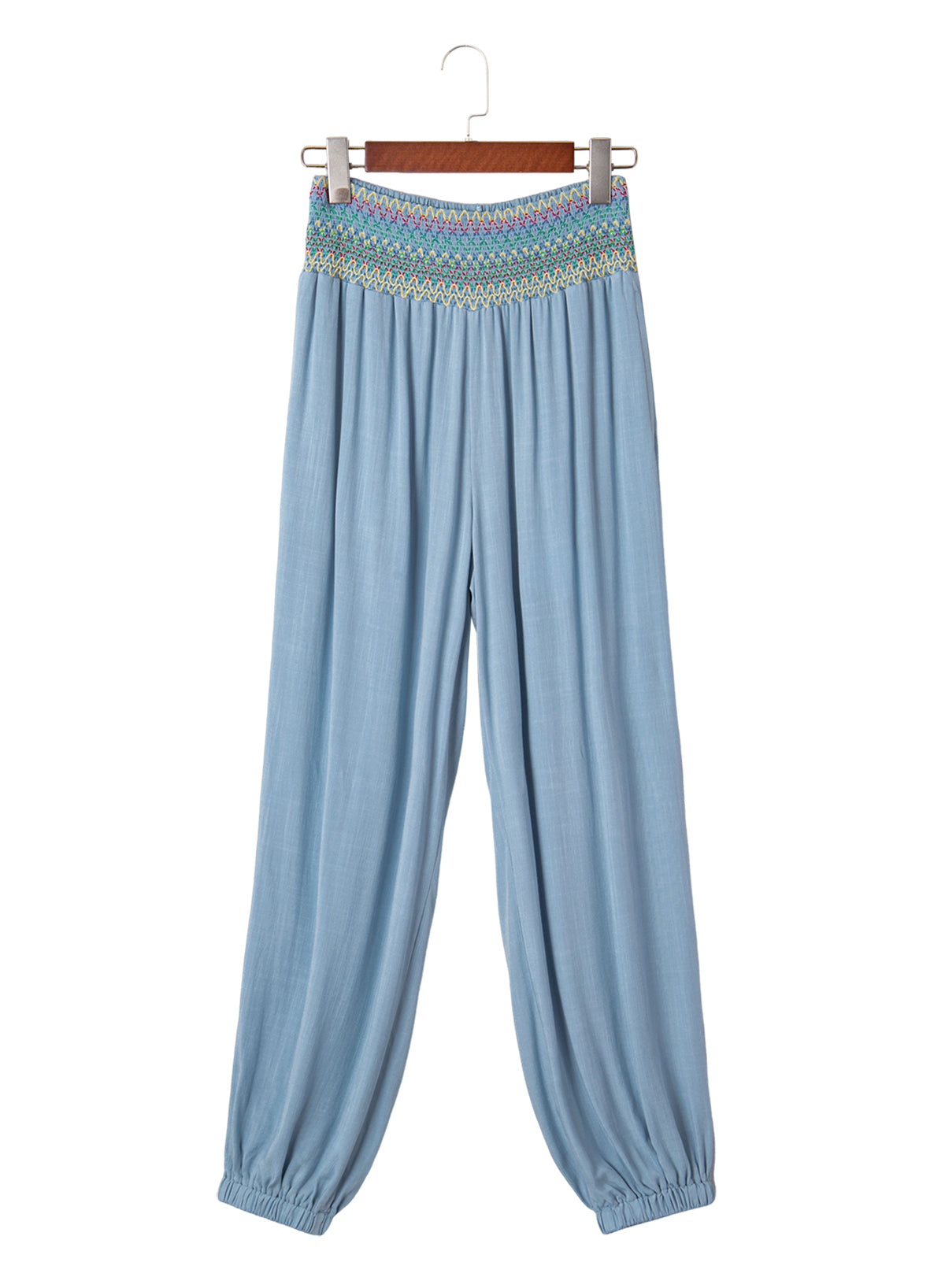 Dokotoo Beach Pants Women Smocked Waist Harem Boho Flowy Pants with Pockets