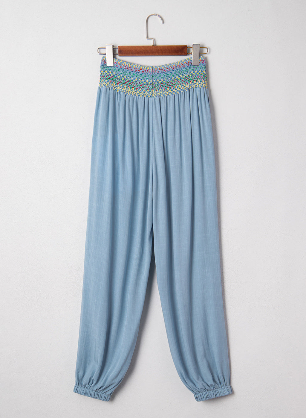Dokotoo Beach Pants Women Smocked Waist Harem Boho Flowy Pants with Pockets