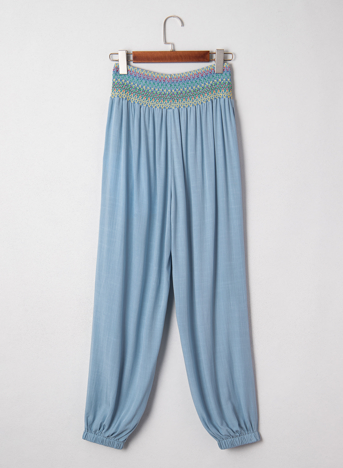 Dokotoo Beach Pants Women Smocked Waist Harem Boho Flowy Pants with Pockets