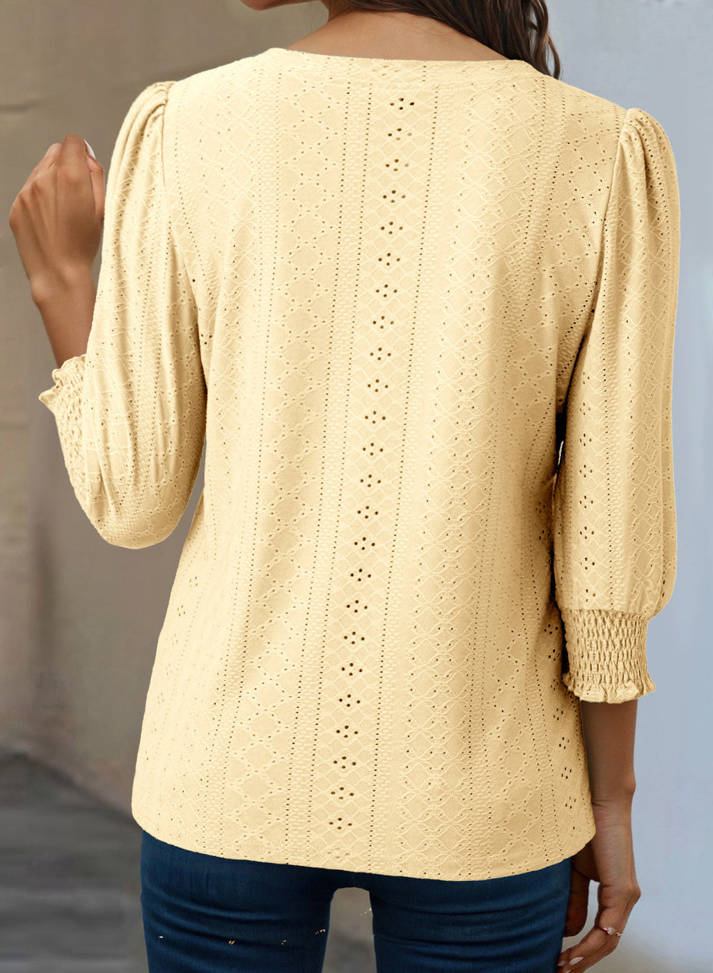 Dokotoo Womens Hollow Out Blouses 3/4 Sleeve Business Tops T-Shirts 2026