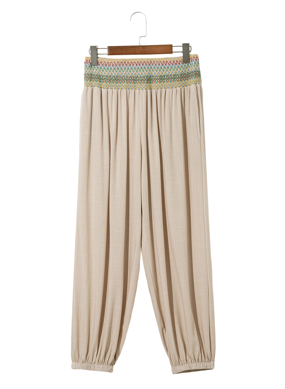 Dokotoo Beach Pants Women Smocked Waist Harem Boho Flowy Pants with Pockets