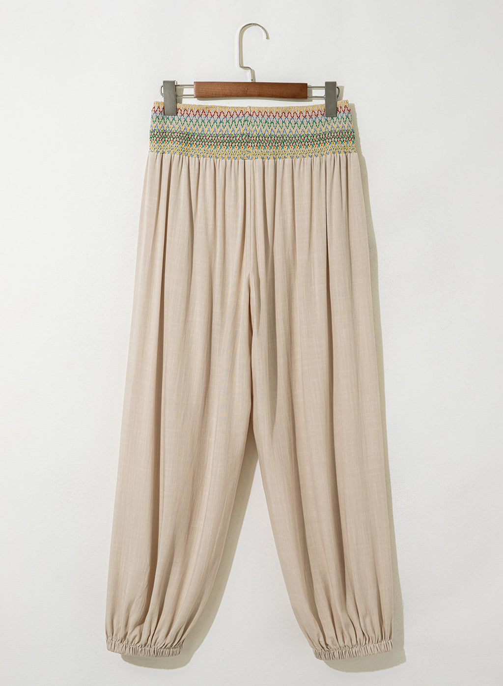 Dokotoo Beach Pants Women Smocked Waist Harem Boho Flowy Pants with Pockets