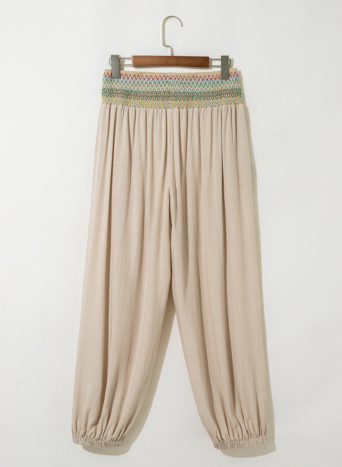 Dokotoo Beach Pants Women Smocked Waist Harem Boho Flowy Pants with Pockets