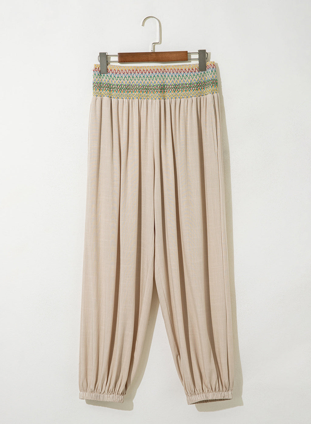 Dokotoo Beach Pants Women Smocked Waist Harem Boho Flowy Pants with Pockets