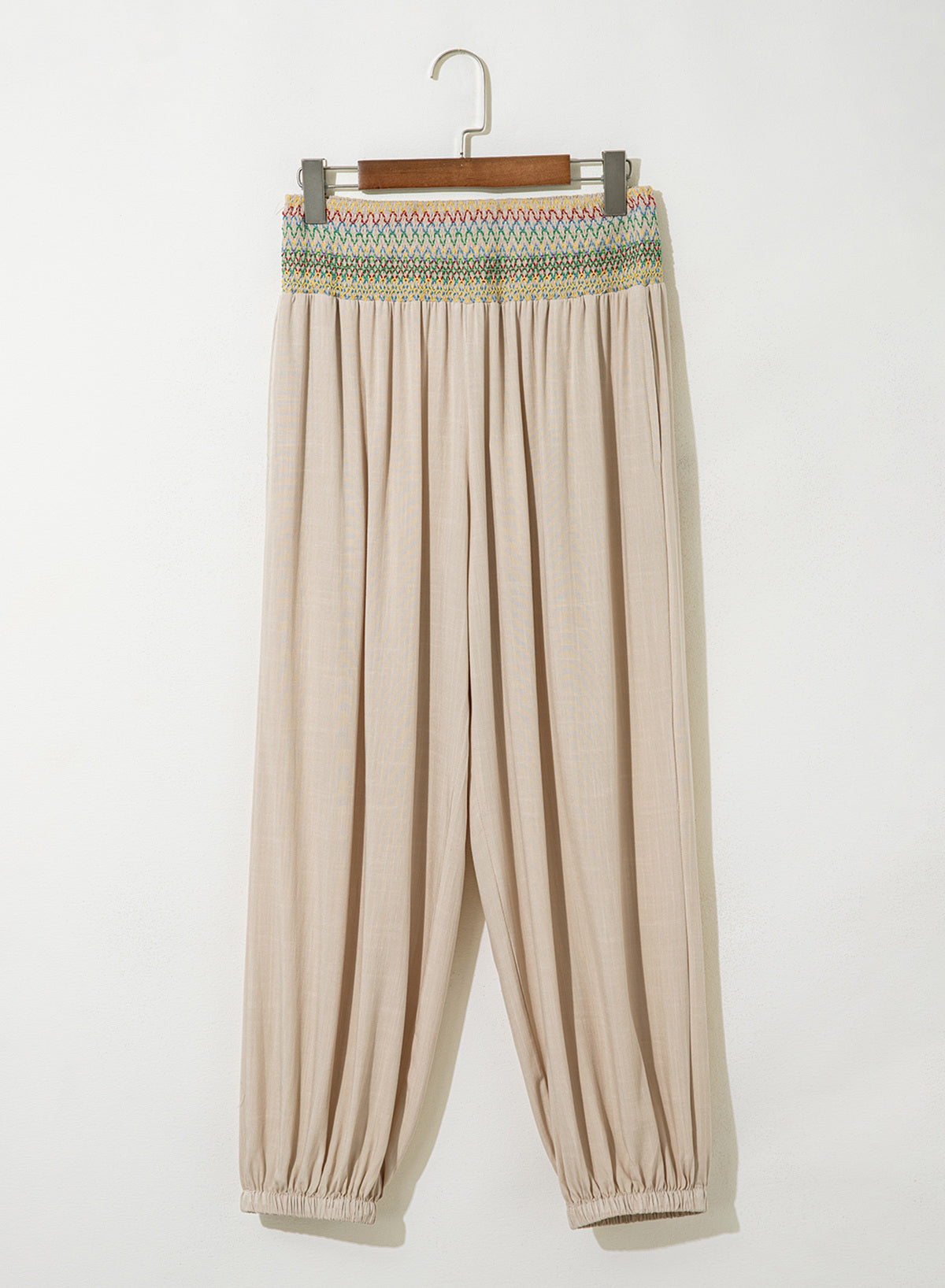 Dokotoo Beach Pants Women Smocked Waist Harem Boho Flowy Pants with Pockets