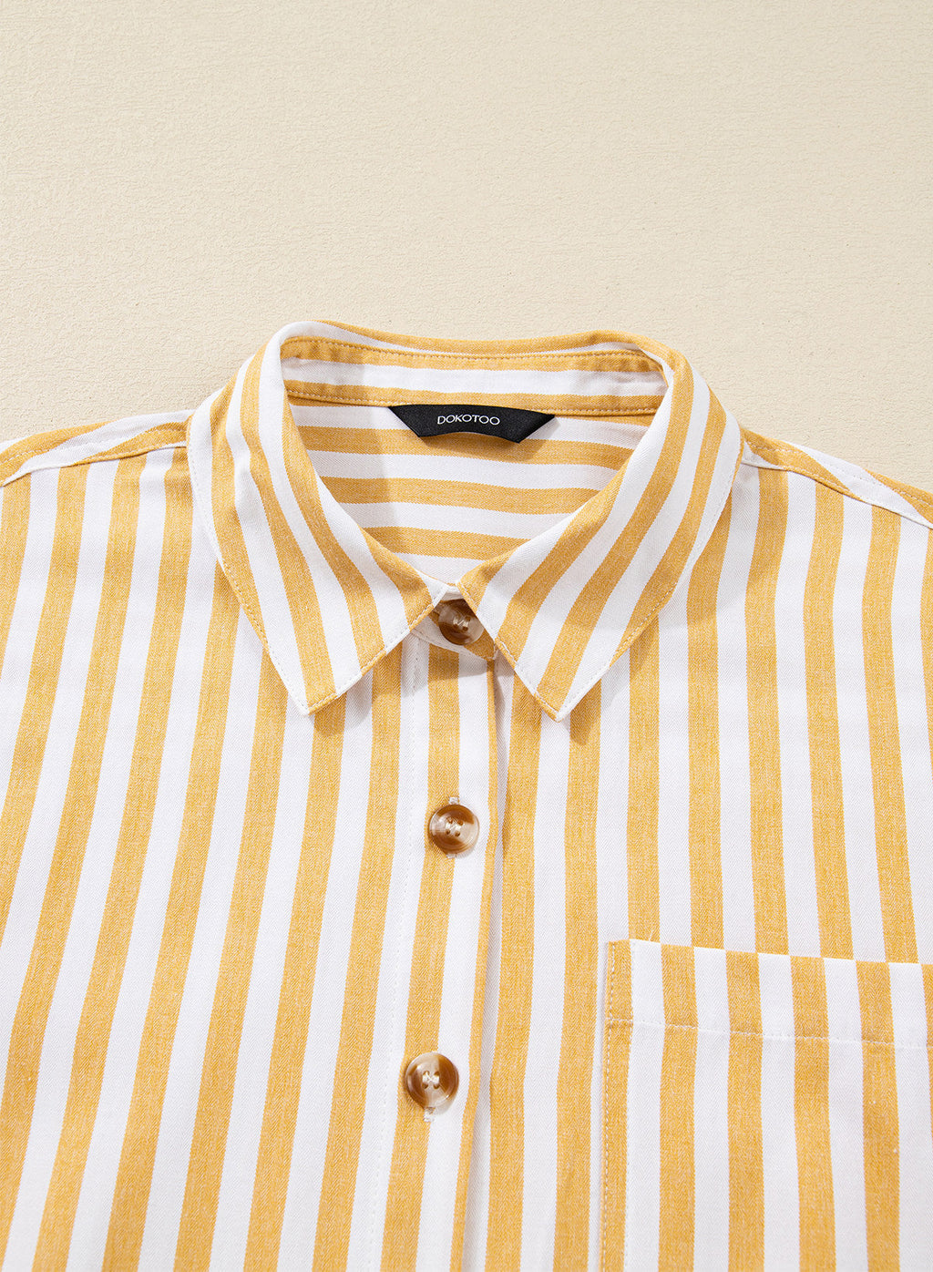 Womens Cropped Striped Button Down Shirts Ruffle 3/4 Length Sleeve Summer Tops Dressy Casual Blouses