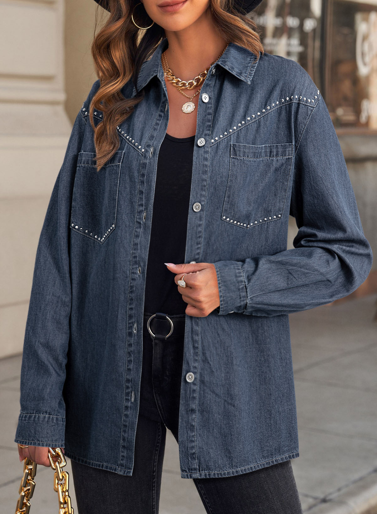 Denim jacket with diamonds
