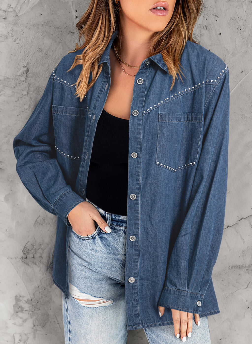 Denim jacket with diamonds