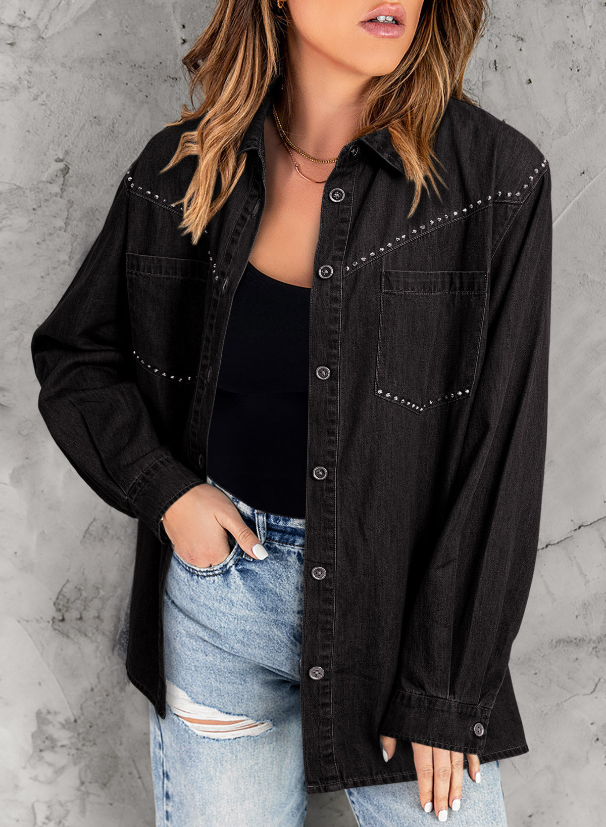 Denim jacket with diamonds