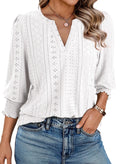 Dokotoo Womens Hollow Out Blouses 3/4 Sleeve Business Tops T-Shirts 2026