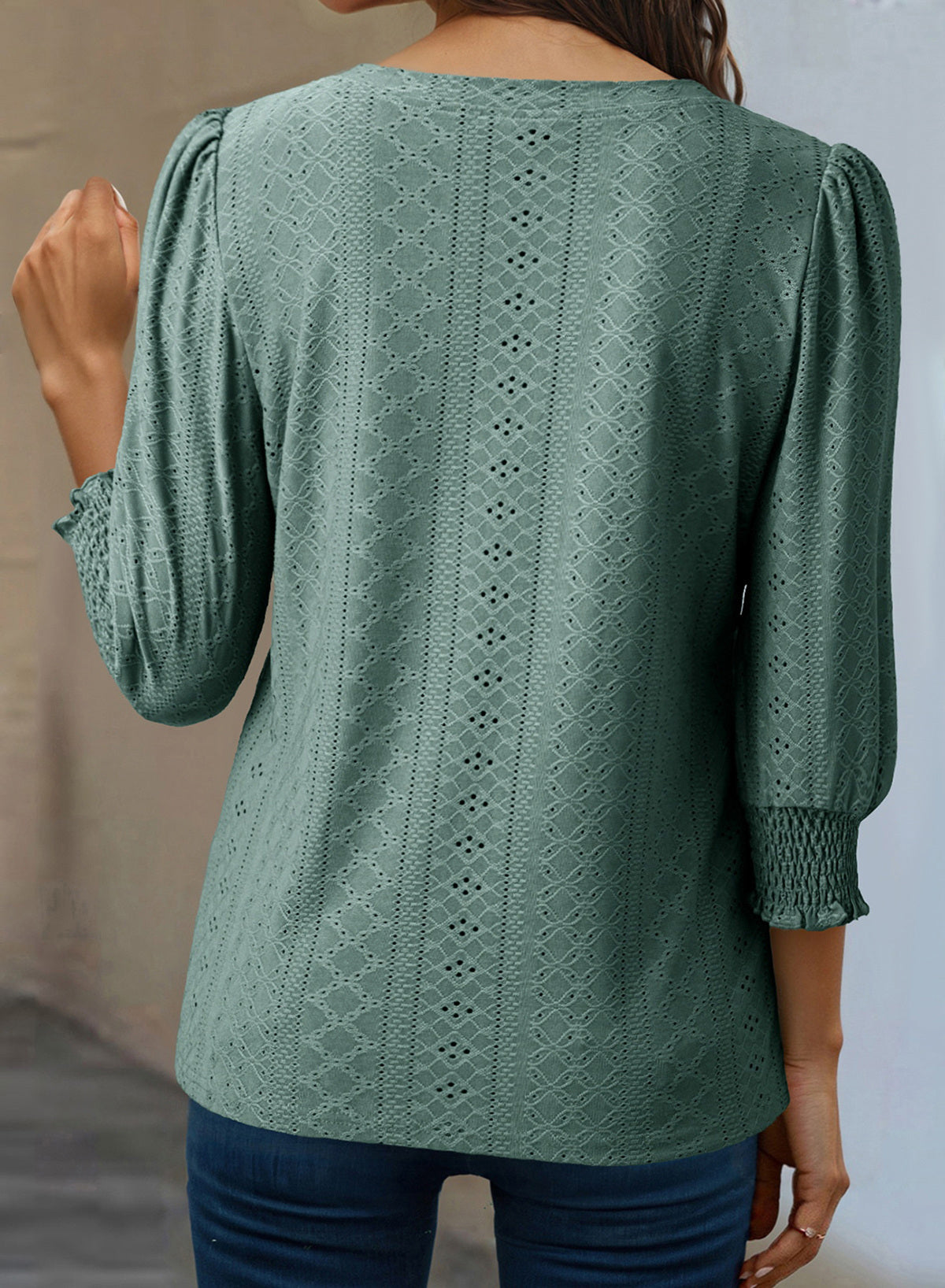 Dokotoo Womens Hollow Out Blouses 3/4 Sleeve Business Tops T-Shirts 2026