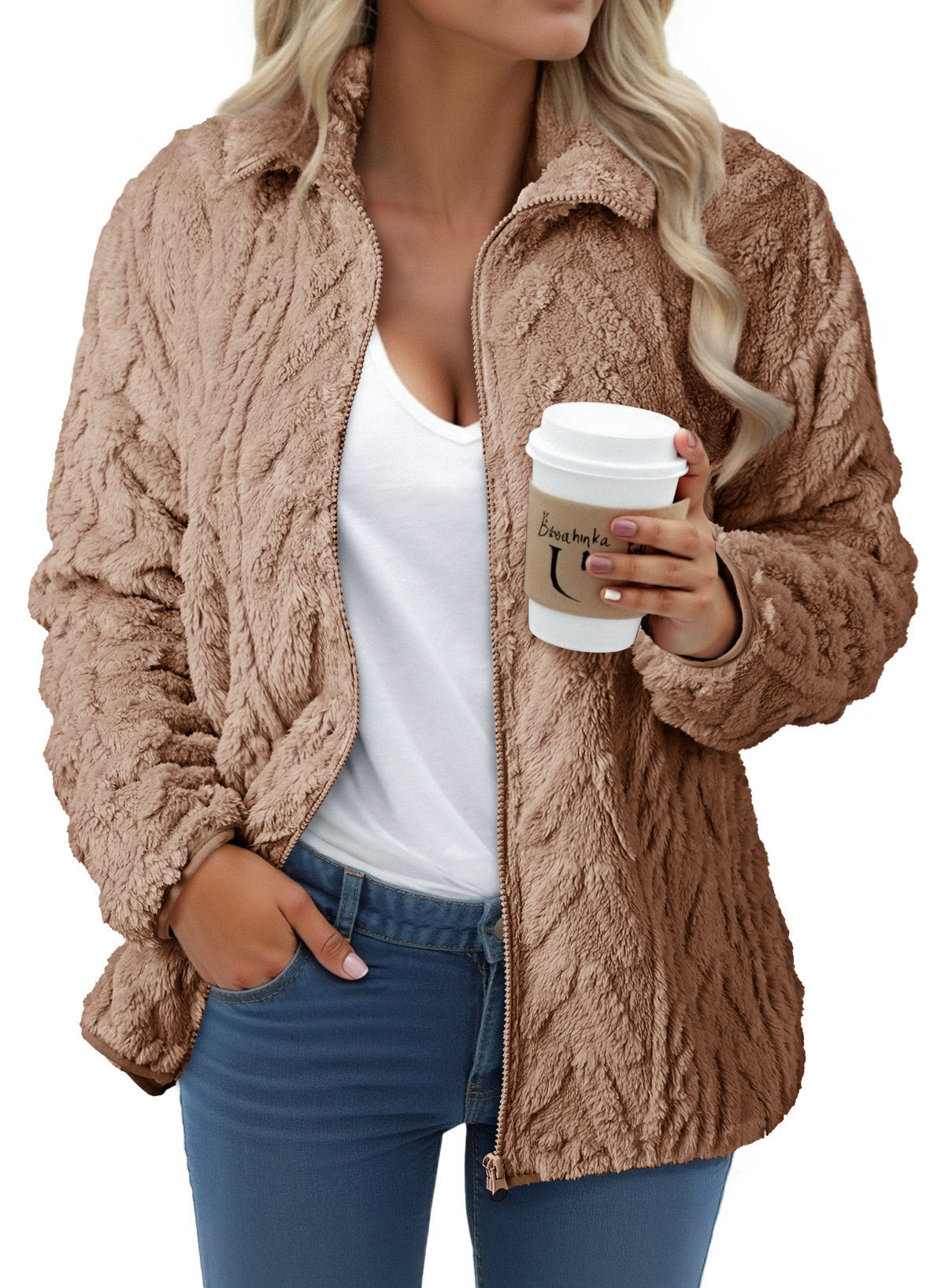 Dokotoo Winter Fleece Jacket for Women 2026 Zipper Casual Coat with Pockets