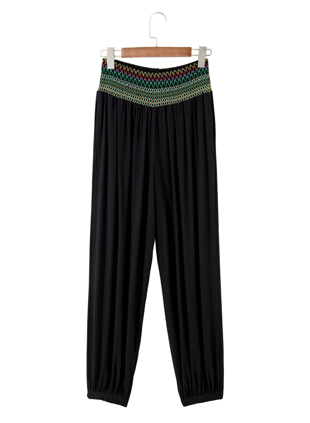 Dokotoo Beach Pants Women Smocked Waist Harem Boho Flowy Pants with Pockets
