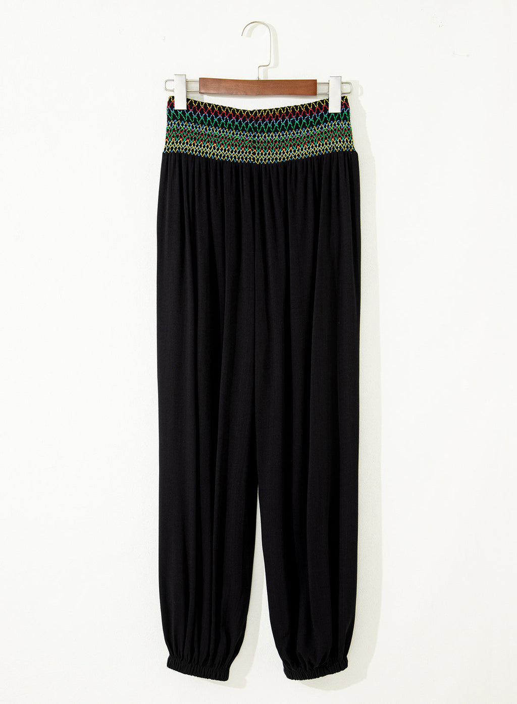 Dokotoo Beach Pants Women Smocked Waist Harem Boho Flowy Pants with Pockets