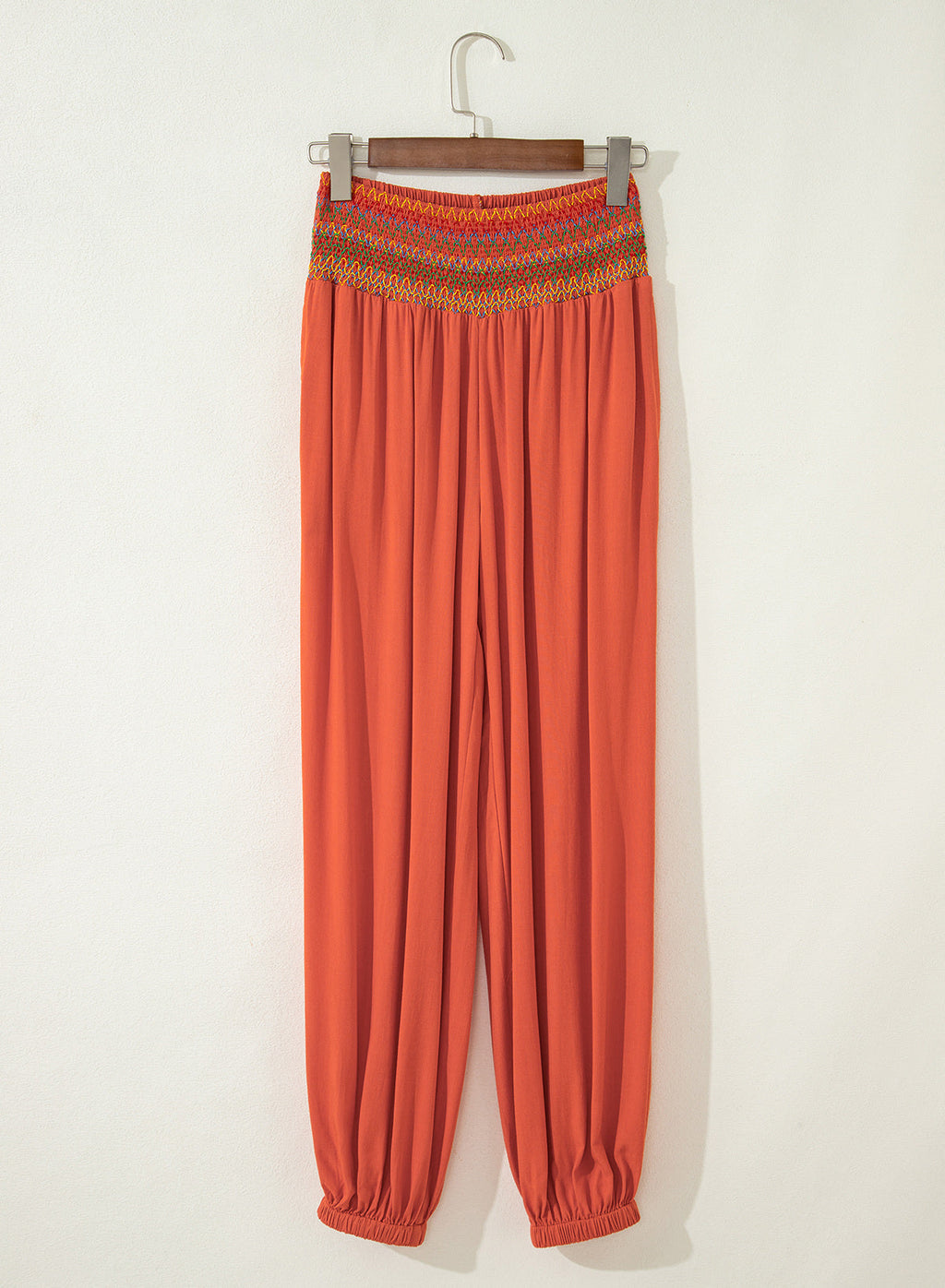 Dokotoo Beach Pants Women Smocked Waist Harem Boho Flowy Pants with Pockets