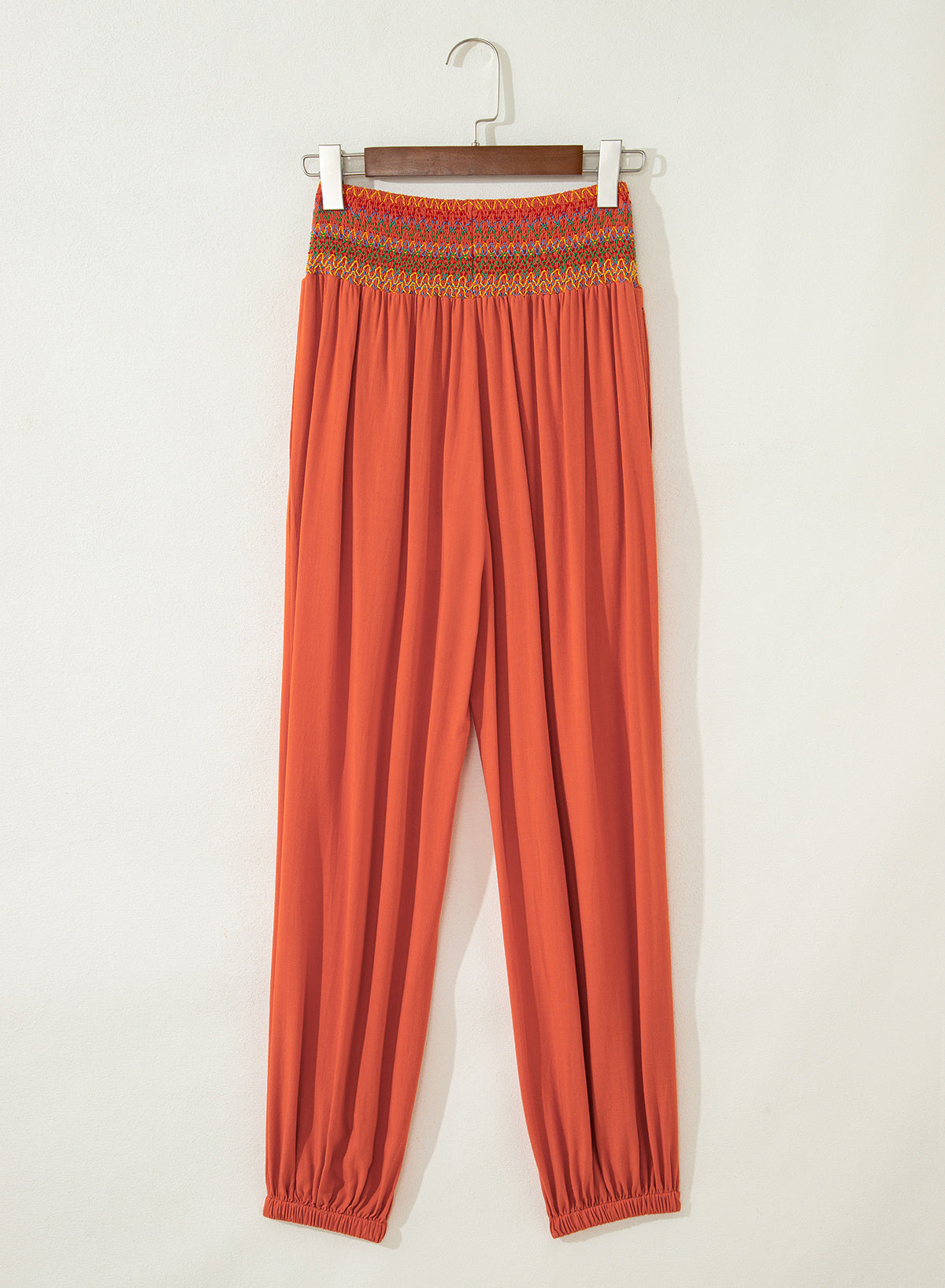 Dokotoo Beach Pants Women Smocked Waist Harem Boho Flowy Pants with Pockets