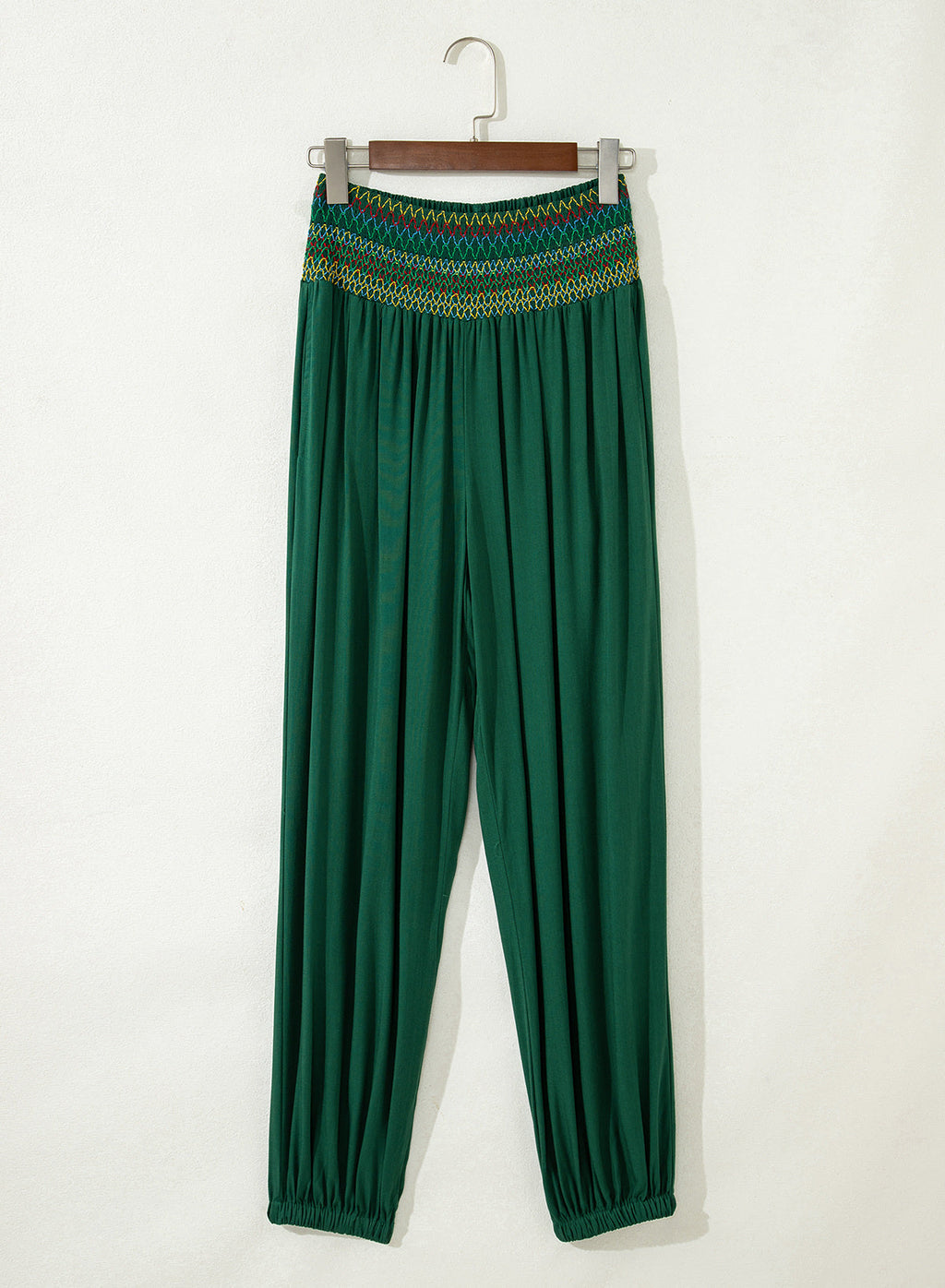 Dokotoo Beach Pants Women Smocked Waist Harem Boho Flowy Pants with Pockets