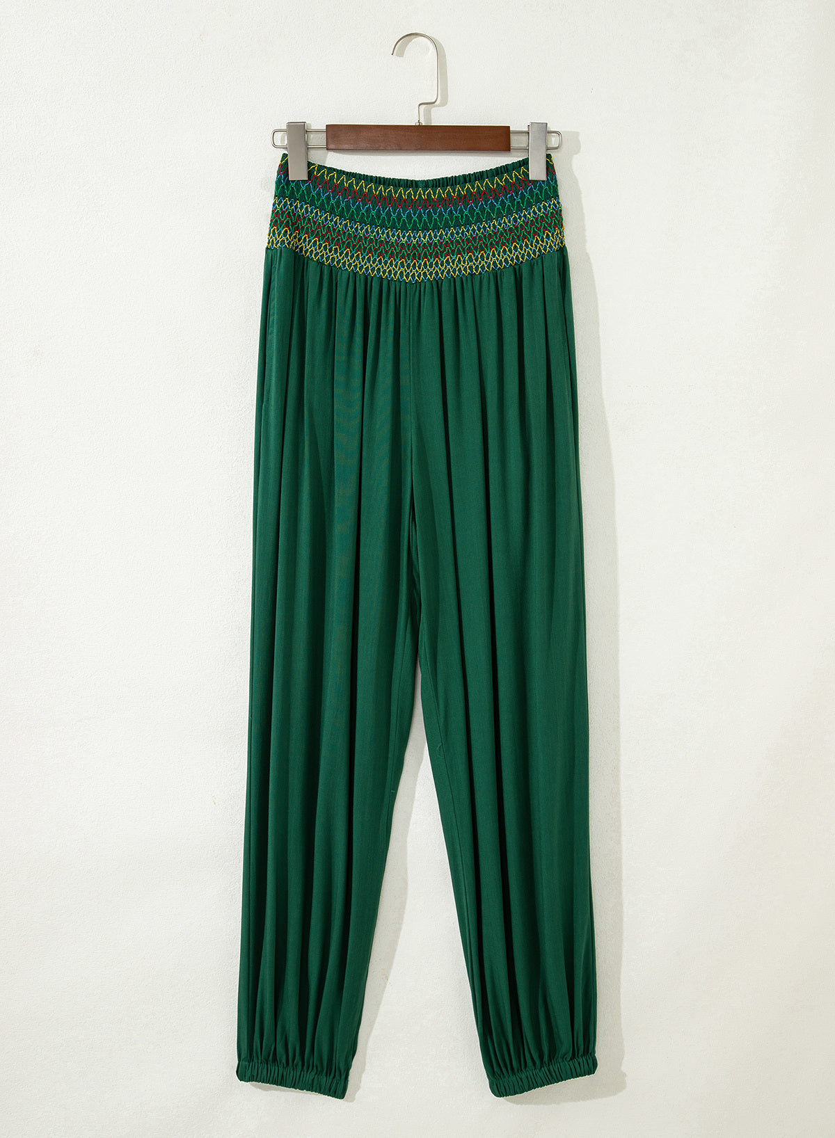 Dokotoo Beach Pants Women Smocked Waist Harem Boho Flowy Pants with Pockets