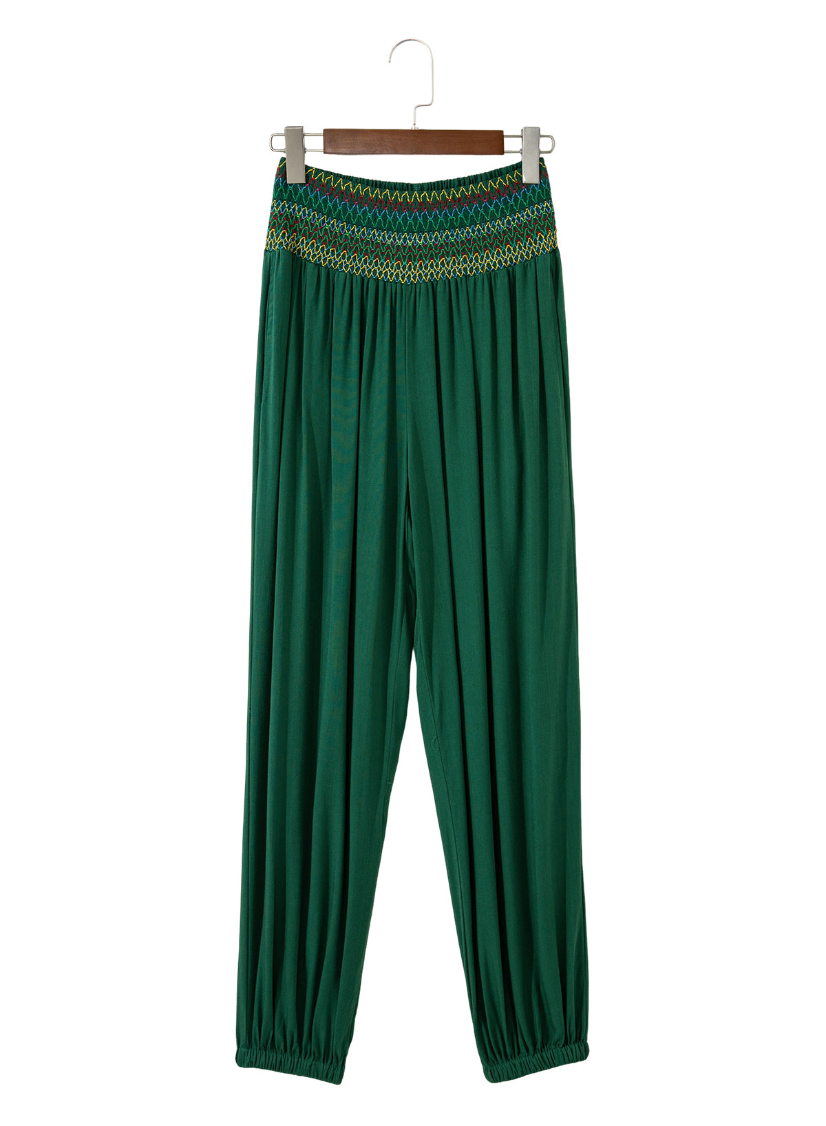 Dokotoo Beach Pants Women Smocked Waist Harem Boho Flowy Pants with Pockets